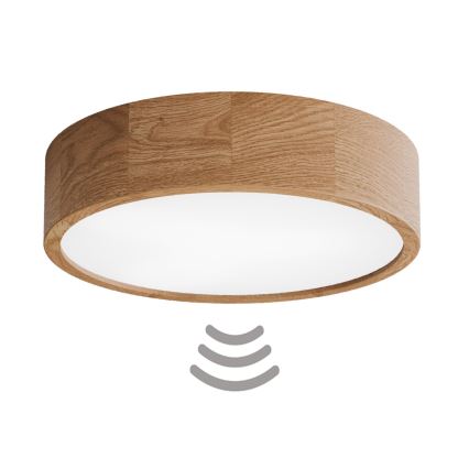Таванно осветително тяло със сензор CLEO 3xE27/24W/230V пр. 37,5 cm, дъб