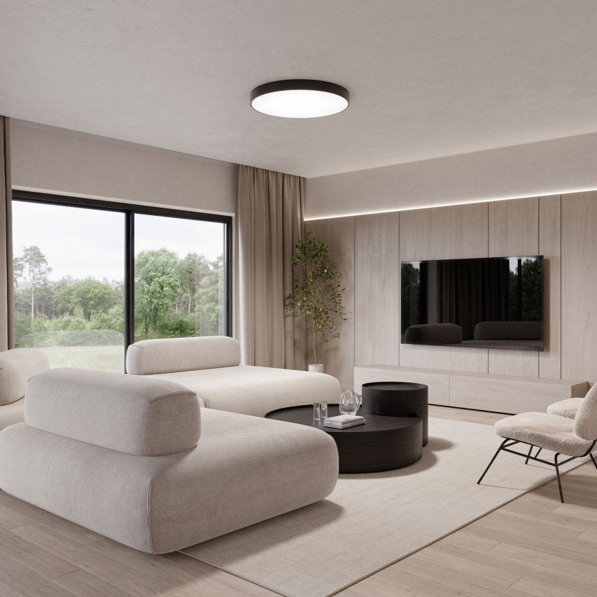 Таванно осветително тяло CLEO с датчик за движение и сумрак, 5xE27/24W/230V, Ø 60 см, черно