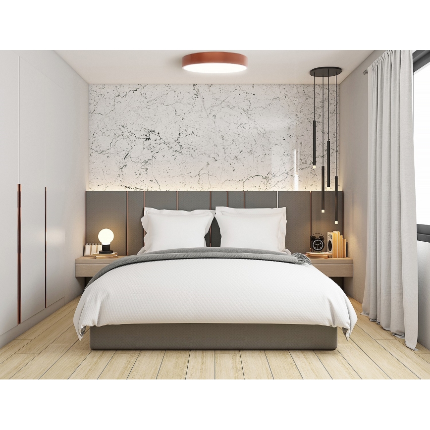 Плафон със сензор за движение и сумрак CLEO 6xE27/24W/230V диам. 80 см меден