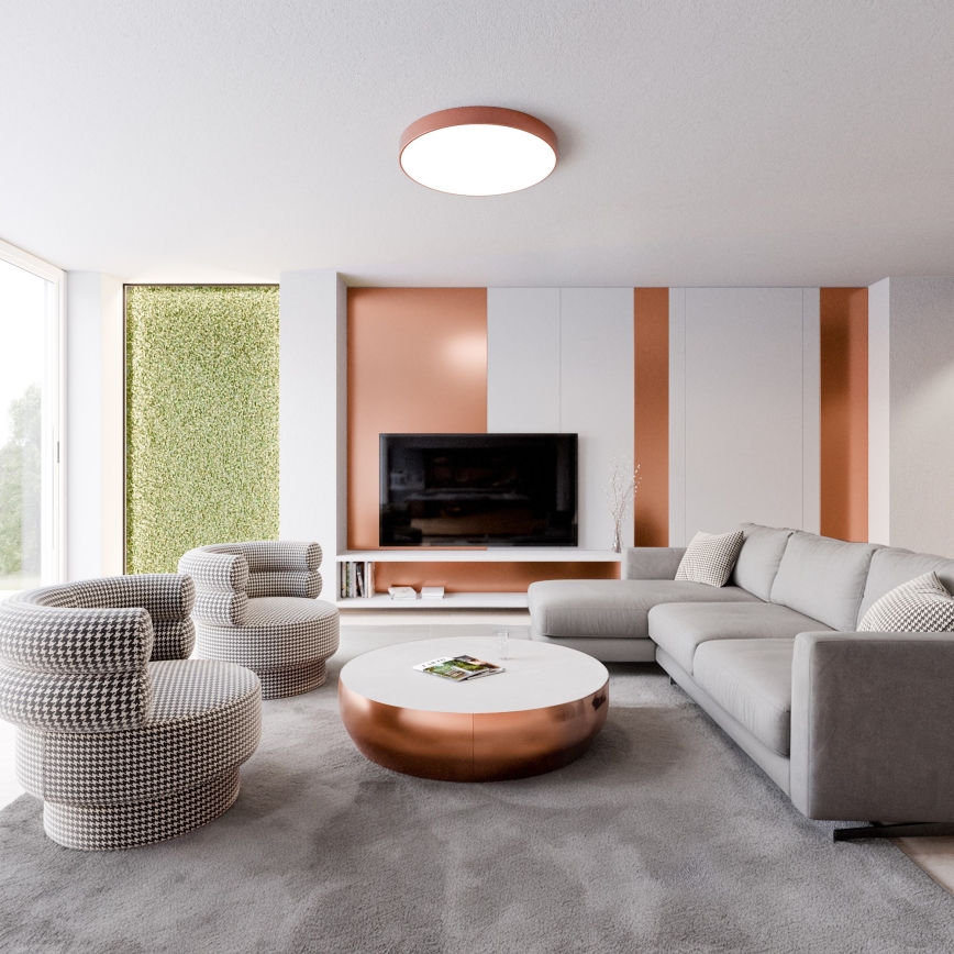 Плафон със сензор за движение и сумрак CLEO 6xE27/24W/230V диам. 80 см меден