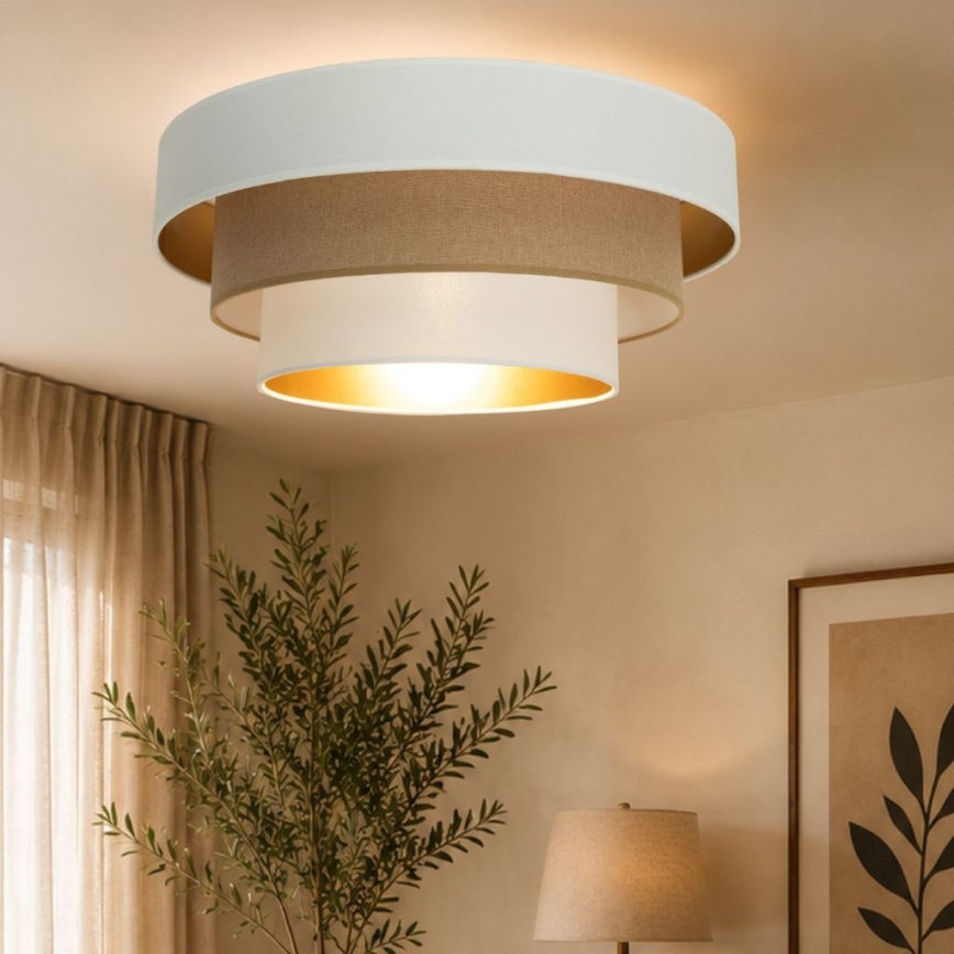 Таванно осветително тяло WENTA 1xE27/60W/230V Ø 50 cm бяло/кафяво