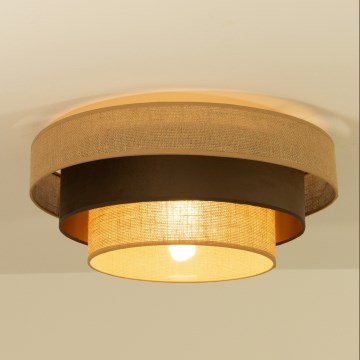 Таванно осветително тяло WENTA 1xE27/60W/230V, Ø 50 см, юта/кафяво