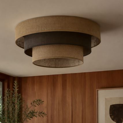 Таванно осветително тяло WENTA 1xE27/60W/230V, Ø 50 см, юта/кафяво