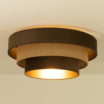 Таванно осветително тяло WENTA 1xE27/60W/230V Ø 50 см, кафяв/юта