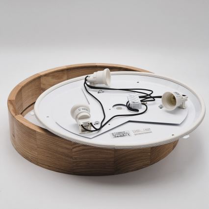 Таванно осветително тяло за баня OAK 3xE27/15W/230V дъб Ø 37 см IP54