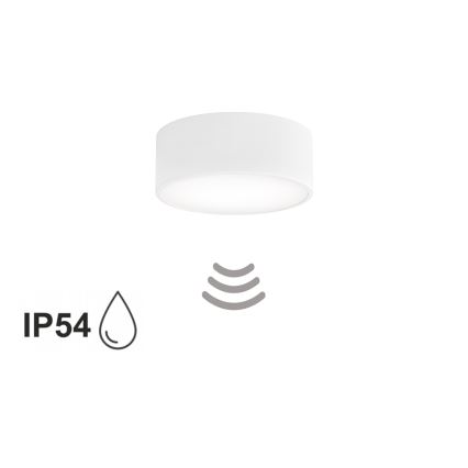 Таванно осветително тяло за баня със сензор CLEO 1xE27/24W/230V Ø 20 см IP54 бяло