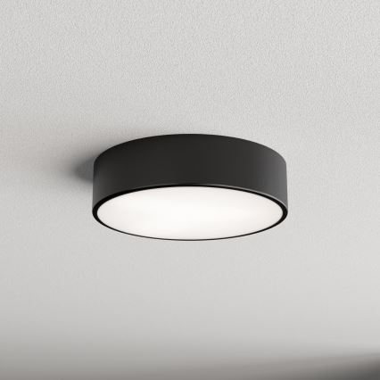 Таванно осветително тяло за баня със сензор CLEO 2xE27/24W/230V, диаметър 30 cm, черно, IP54