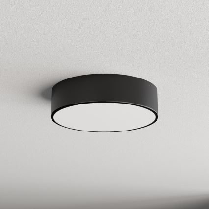 Таванно осветително тяло за баня със сензор CLEO 2xE27/24W/230V, диаметър 30 cm, черно, IP54