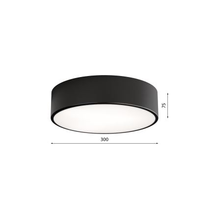 Таванно осветително тяло за баня със сензор CLEO 2xE27/24W/230V, диаметър 30 cm, черно, IP54