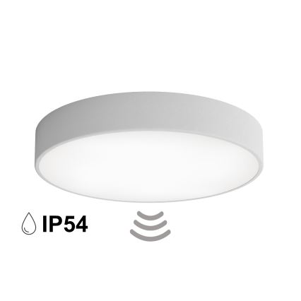 Таванно осветително тяло за баня със сензор CLEO 4xE27/24W/230V, диам. 50 см, IP54, сиво