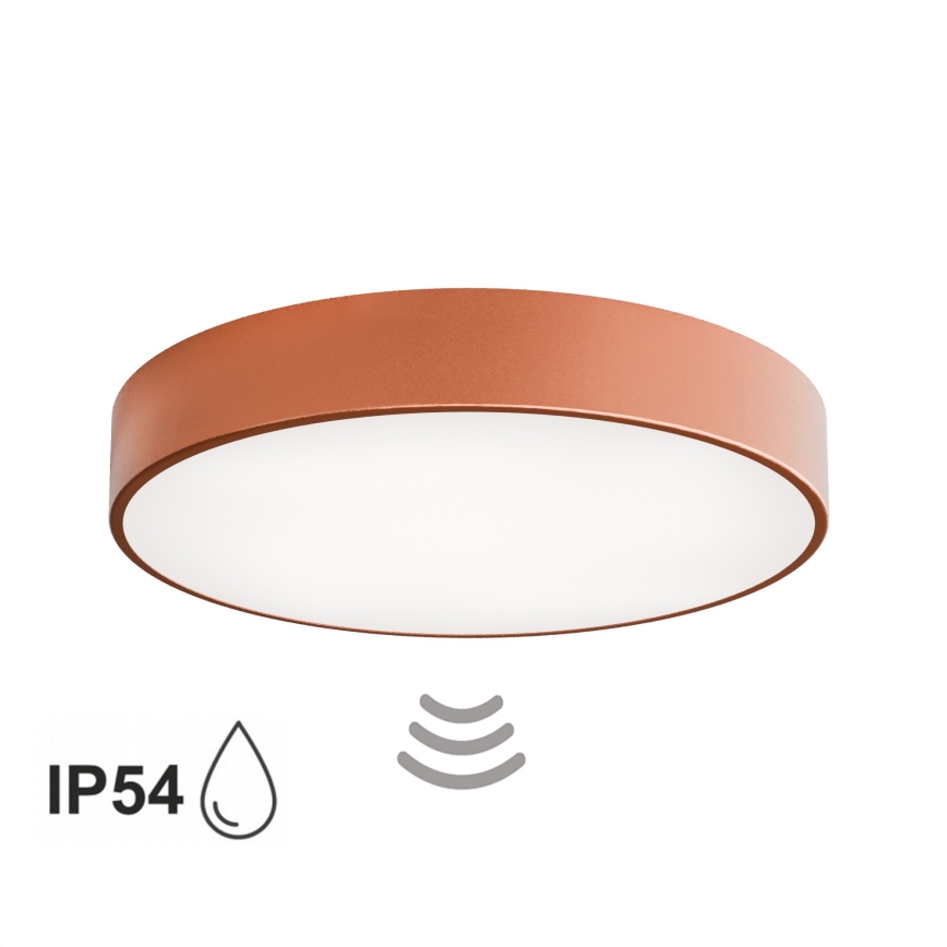 Плафон за баня със сензор CLEO, 4xE27/24W/230V, Ø 50 см, IP54, меден