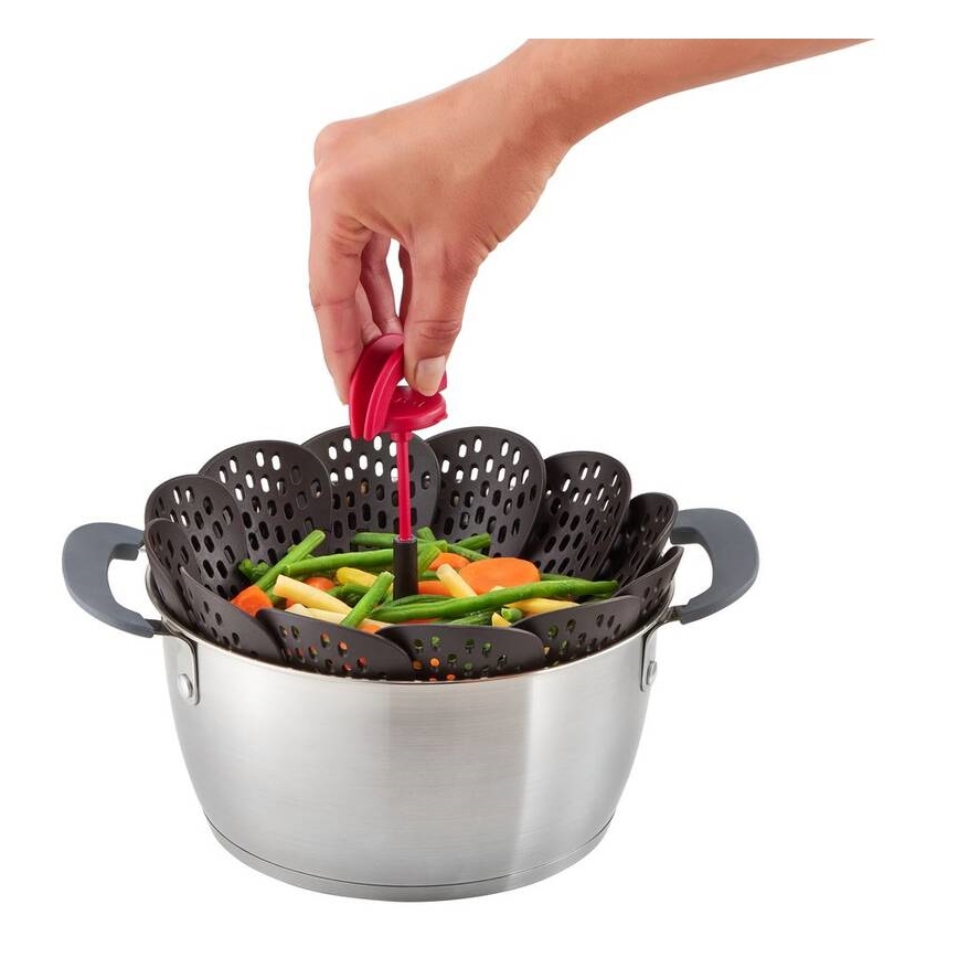 Tefal - Цедка за готвене на пара INGENIO черен/червен