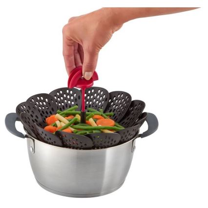 Tefal - Цедка за готвене на пара INGENIO черен/червен