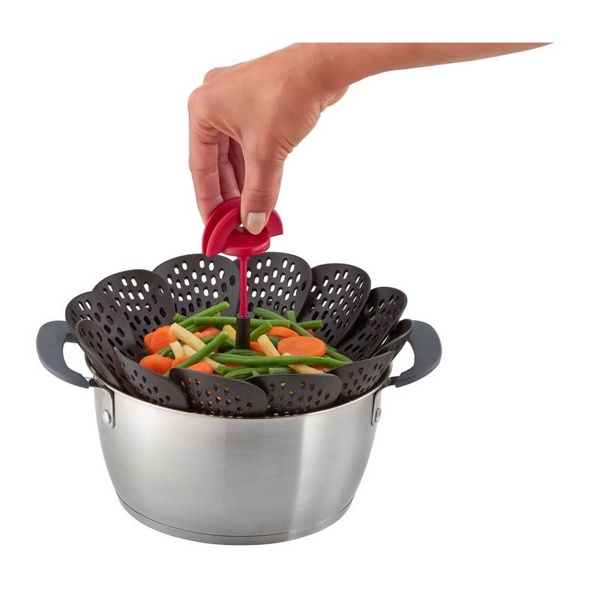 Tefal - Цедка за готвене на пара INGENIO черен/червен