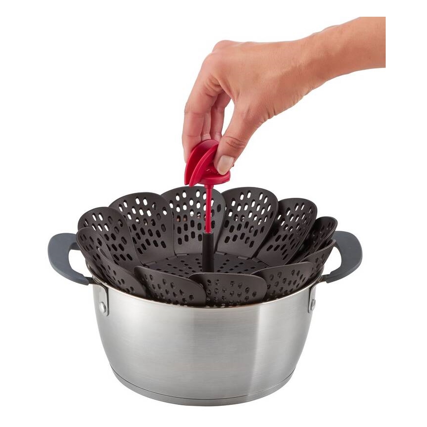 Tefal - Цедка за готвене на пара INGENIO черен/червен