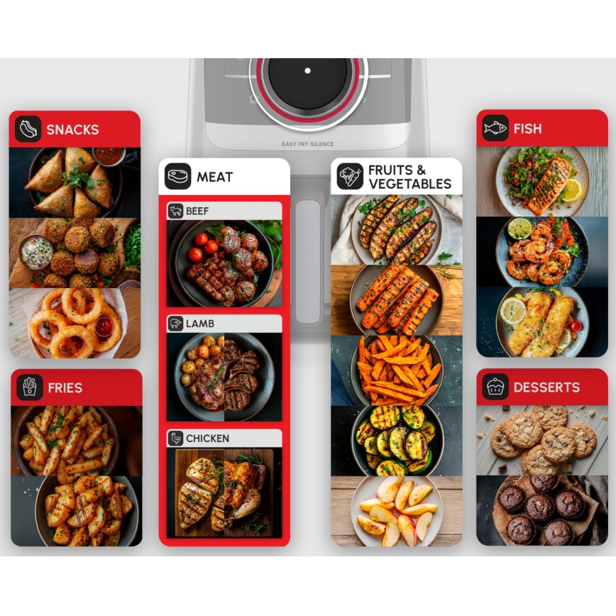 Tefal - Фритюрник с горещ въздух 5 л EASY FRY SILENCE SMART 1400-1670W/230V