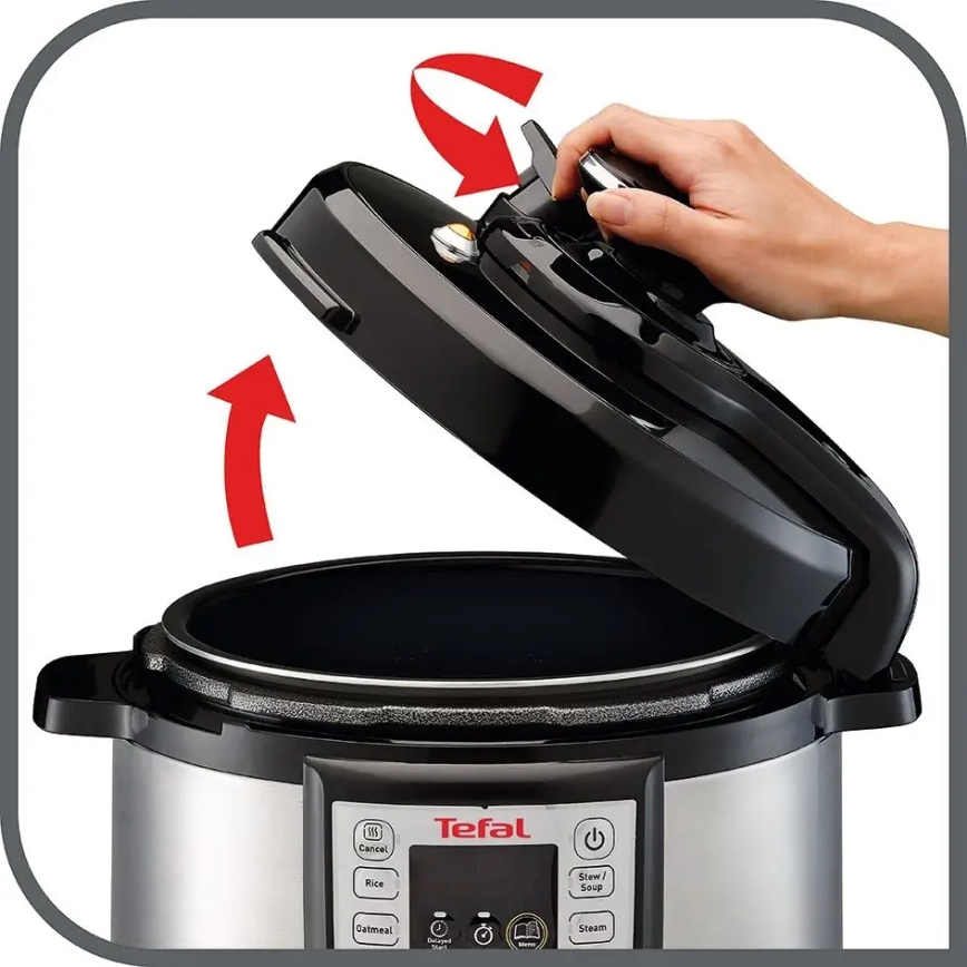 Tefal - Многофункционална електрическа тенджера под налягане ALL IN ONE POT 1100W/230V матов хром/черен