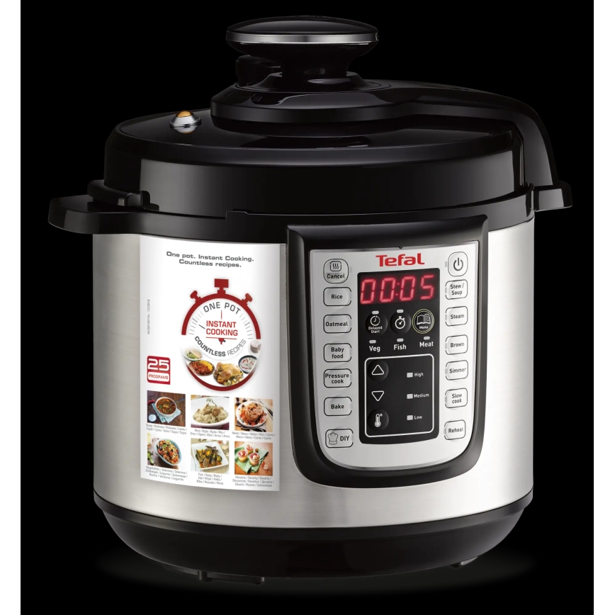 Tefal - Многофункционална електрическа тенджера под налягане ALL IN ONE POT 1100W/230V матов хром/черен