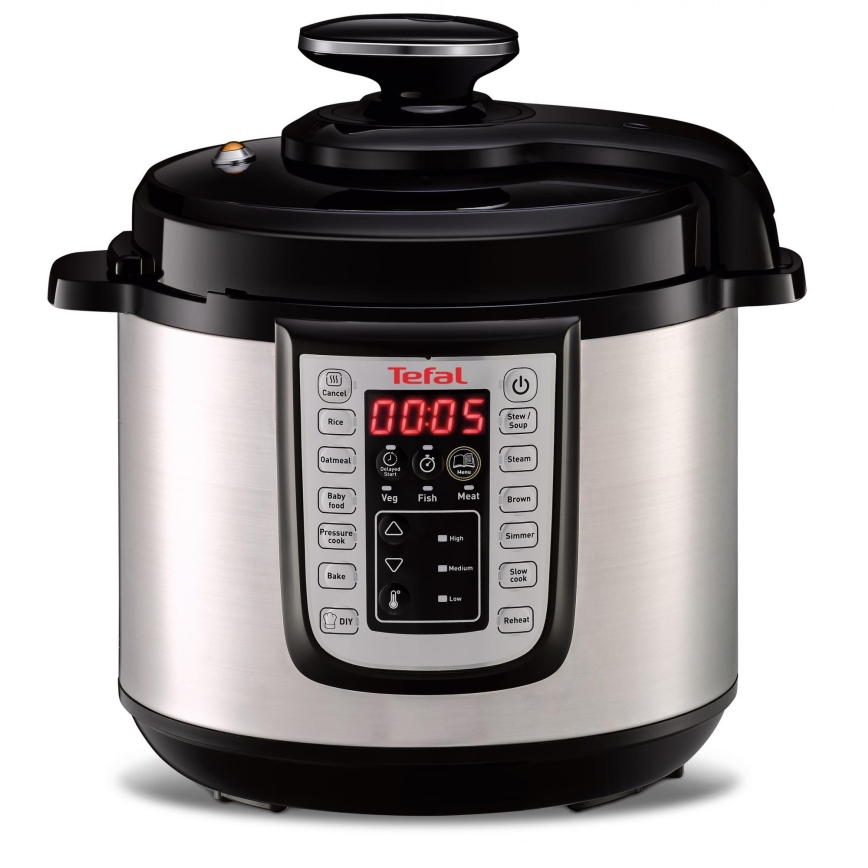 Tefal - Многофункционална електрическа тенджера под налягане ALL IN ONE POT 1100W/230V матов хром/черен