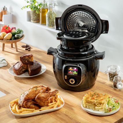 Tefal - Многофункционална електрическа скороварка с аксесоари 6 l 1600W/230V черна