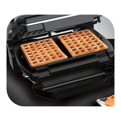 Tefal - Контактен грил OPTIGRILL+ INOX WAFFLES 2000W/230V черен/хром