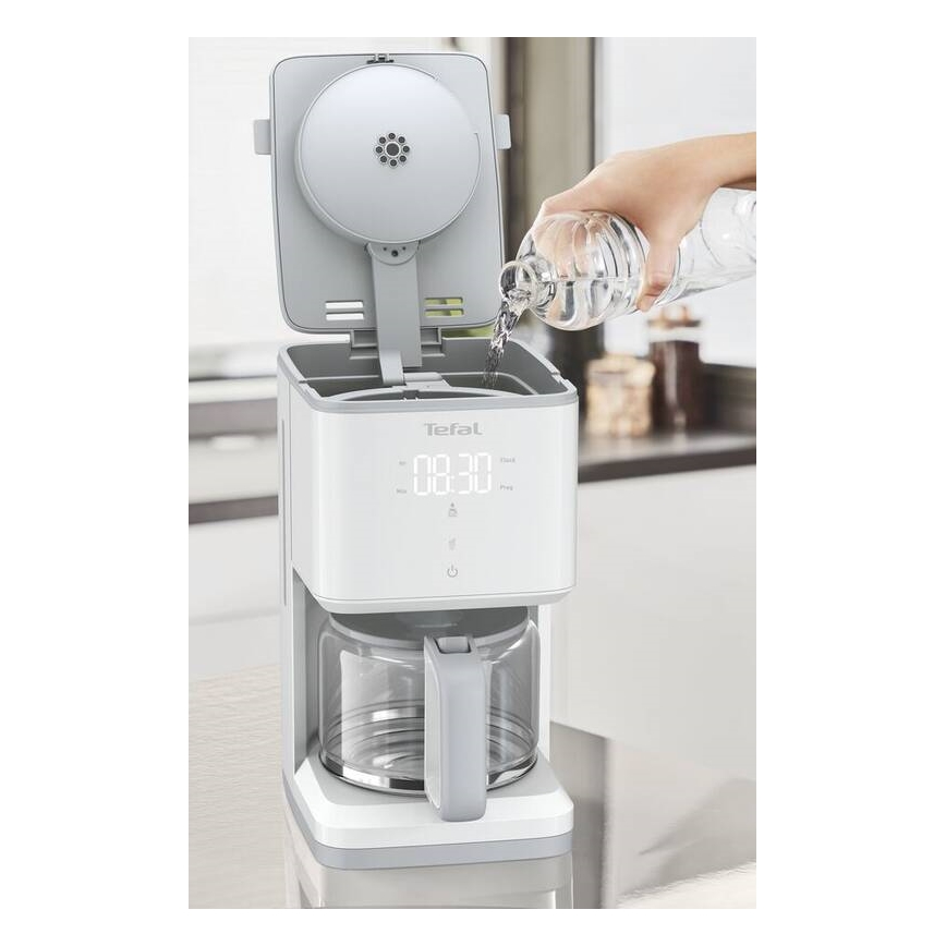 Tefal - Кафемашина с капков метод и LCD дисплей SENSE 1000W/230V бяла