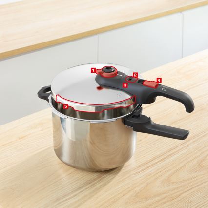 Tefal - Съд под налягане 6 л SECURE TRENDY + комплект от 5 части INGENIO EMOTION