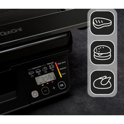 Tefal - Умен електрически грил Tefal OPTIGRILL 2000W/230V