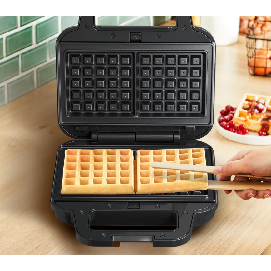 Tefal - Уред за приготвяне на сандвичи ULTRA COMPACT 3в1 700W/230V черен/матов хром