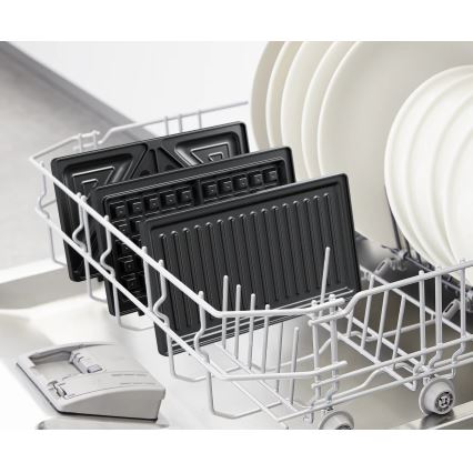 Tefal - Уред за приготвяне на сандвичи ULTRA COMPACT 3в1 700W/230V черен/матов хром