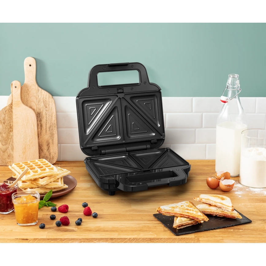 Tefal - Уред за приготвяне на сандвичи ULTRA COMPACT 3в1 700W/230V черен/матов хром