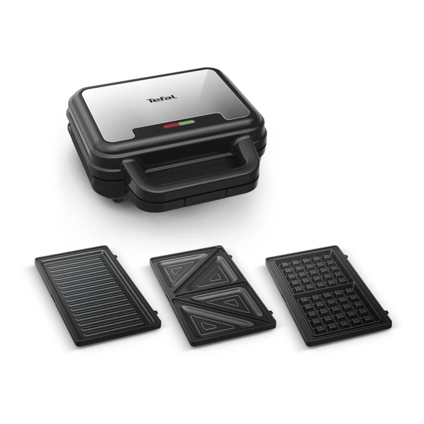 Tefal - Уред за приготвяне на сандвичи ULTRA COMPACT 3в1 700W/230V черен/матов хром