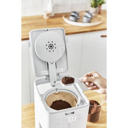 Tefal - Кафемашина с капково напояване с LCD дисплей SENSE 1000W/230V бял