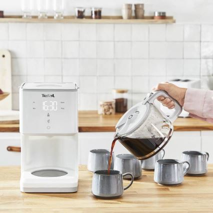 Tefal - Кафемашина с капково напояване с LCD дисплей SENSE 1000W/230V бял