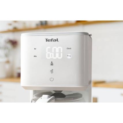 Tefal - Кафемашина с капково напояване с LCD дисплей SENSE 1000W/230V бял