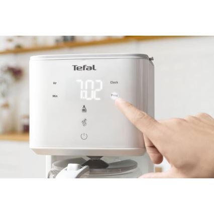 Tefal - Кафемашина с капково напояване с LCD дисплей SENSE 1000W/230V бял