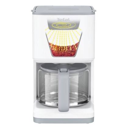 Tefal - Кафемашина с капково напояване с LCD дисплей SENSE 1000W/230V бял
