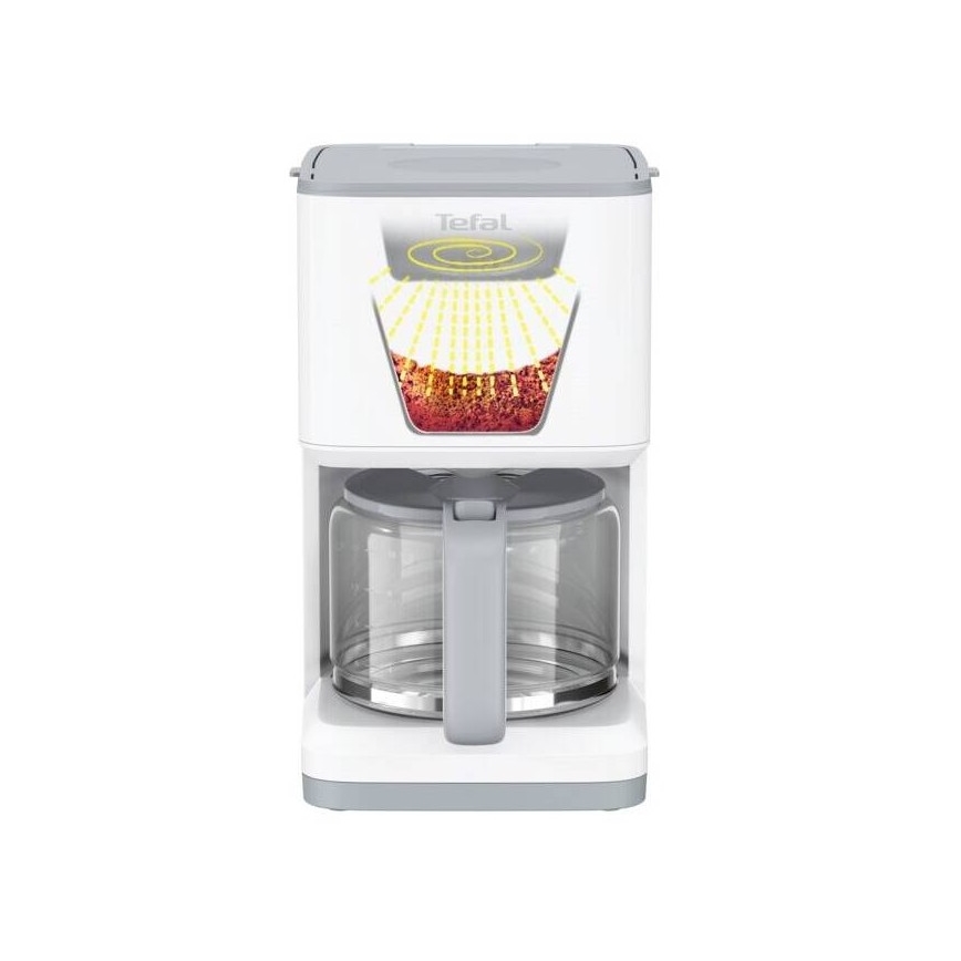 Tefal - Кафемашина с капково напояване с LCD дисплей SENSE 1000W/230V бял