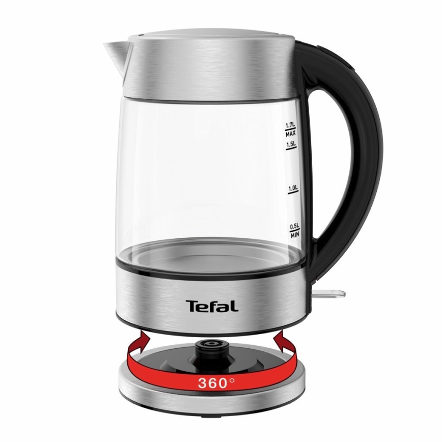 Tefal - Кана GLASS 1,7 l  2200W/230V матов хром