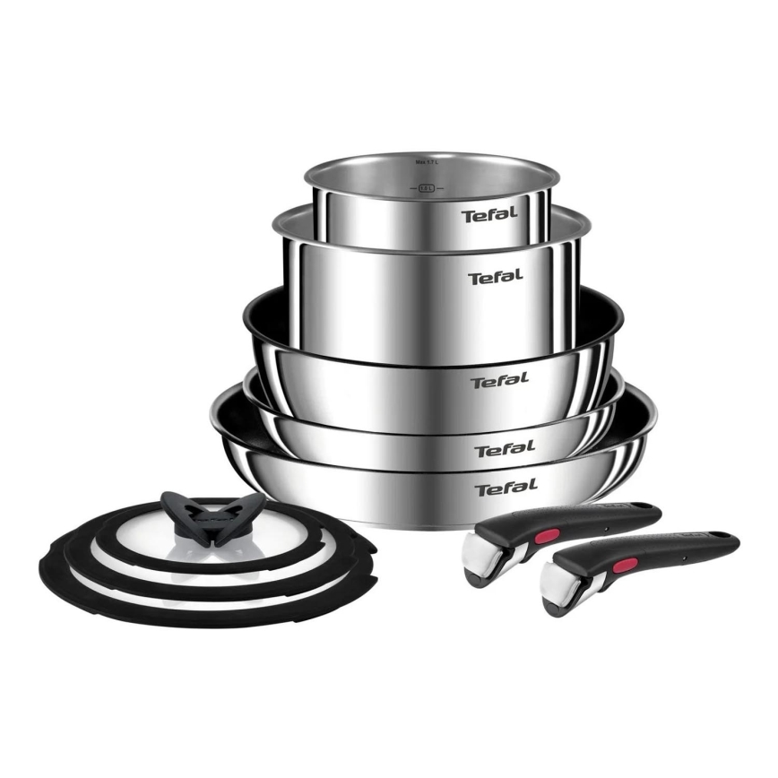 Tefal - Комплект готварски съдове 10 бр. INGENIO EMOTION неръждаем