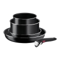 Tefal - Комплект готварски съдове 5 бр. INGENIO EASY COOK & CLEAN BLACK