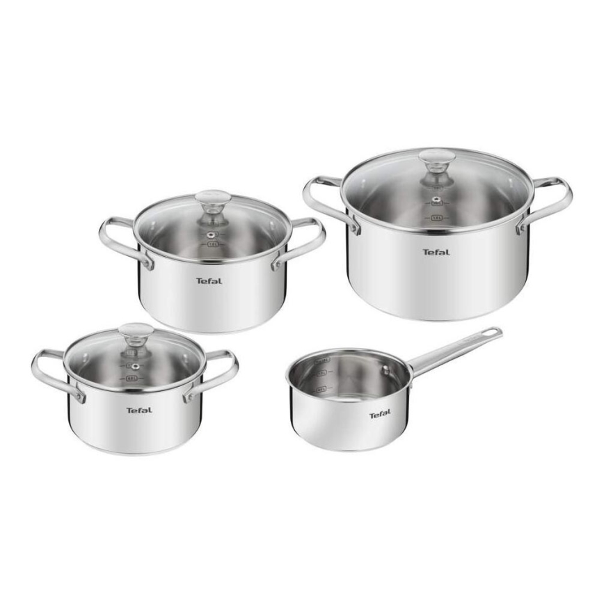 Tefal - Комплект готварски съдове 7 бр. COOK EAT неръждаем