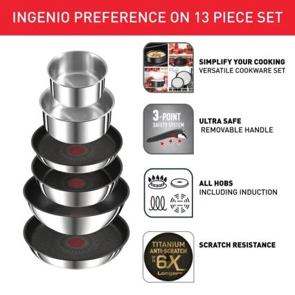 Tefal - Комплект от 13 части кухненски съдове INGENIO PREFERENCE ON, неръждаема стомана