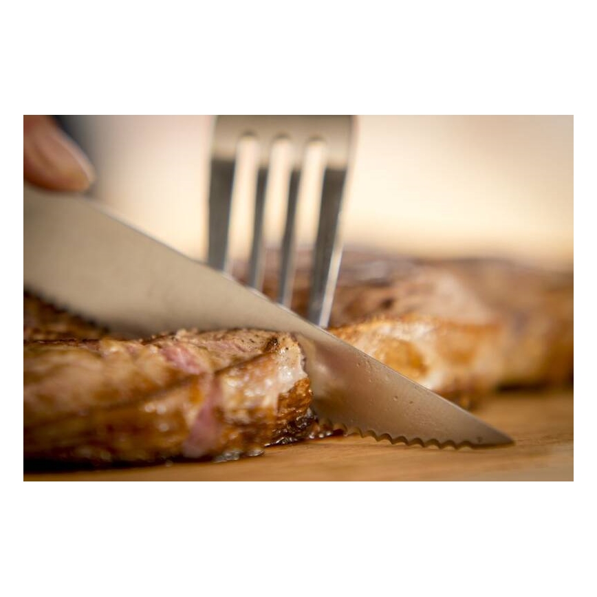 Tefal - Комплект от 4 бр. ножове за стек ICE FORCE, 11 см, от неръждаема стомана, блестящ хром/черен