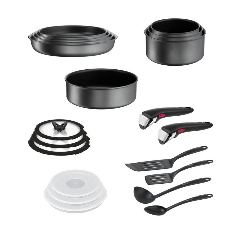 Tefal - Комплект съдове за готвене 20 части INGENIO DAILY CHEF ON черен