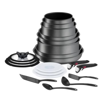 Tefal - Комплект съдове за готвене 20 части INGENIO DAILY CHEF ON черен