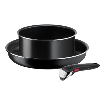 Tefal - Комплект съдове за готвене 3 части INGENIO EASY COOK & CLEAN BLACK
