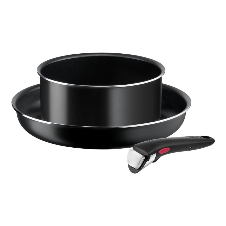 Tefal - Комплект съдове за готвене 3 части INGENIO EASY COOK & CLEAN BLACK