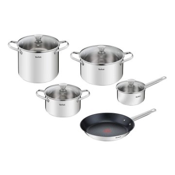 Tefal - Комплект съдове за готвене 9 части COOK EAT от неръждаема стомана
