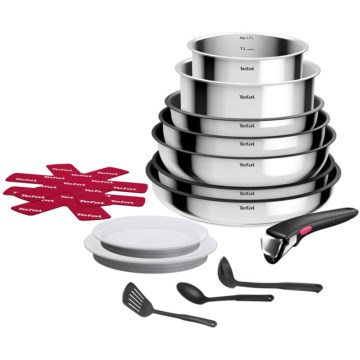 Tefal - Комплект съдове за готвене INGENIO COOK, 15 части, неръждаема стомана